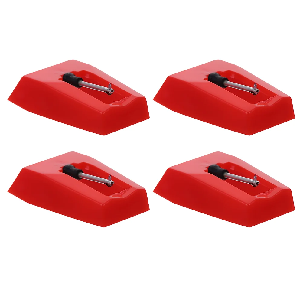 4 Pcs Red Stylus Record Player Needles Phonograph Turntable Replacement Dj Equipment Accessories Portable Audio Video Stylus