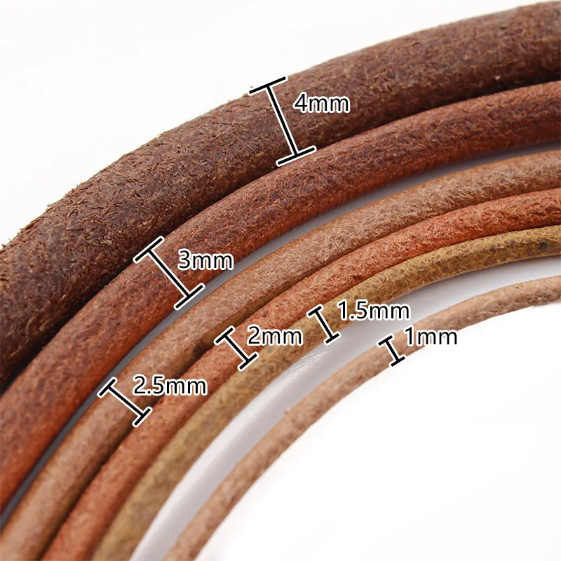 1/1.5/2/2.5/3/4mmx5m Solid Color Round Flat Genuine Leather Cords DIY Handmade Necklace Jewelry Bag Handle Beading Making Rope images - 6