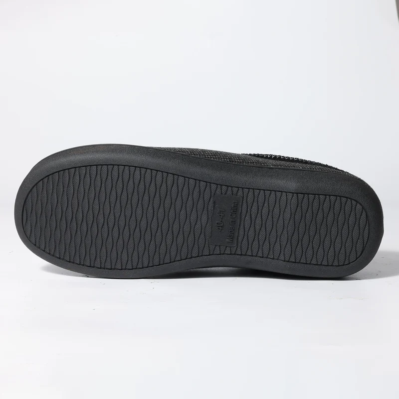 Shevalues Men's Winter Fluffy Slippers Indoor Memory Foam Durable Rubber Sole Flat Cotton Shoes New Warm Plush Men House Slipper