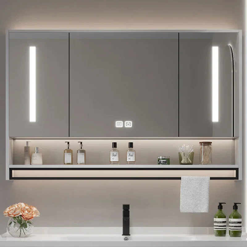 Nordic Smart Bathroom Mirror Cabinet Fashion Simple Large Capacity Beauty Lamp Mirror Cabinet Shelv Furniture Arredo Bagno FYBC