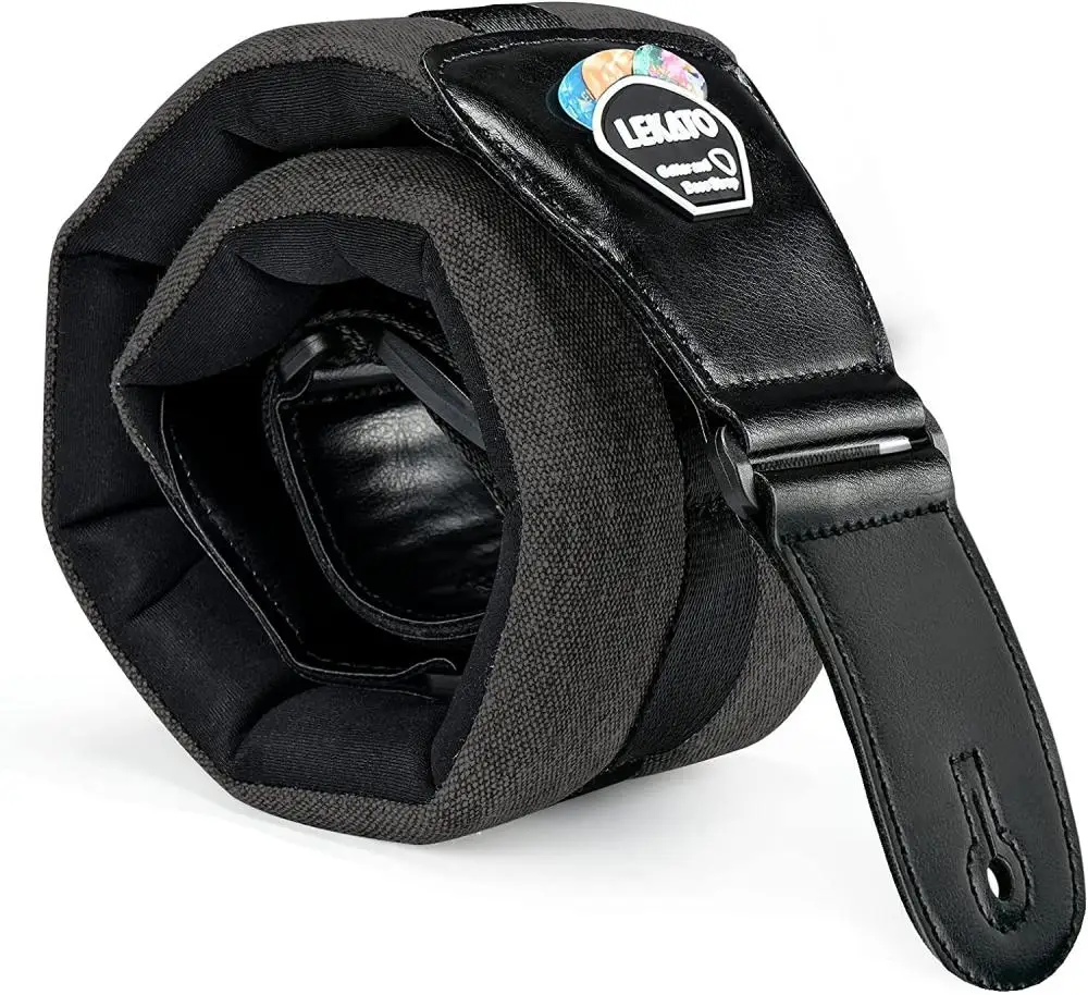Lekato Adjustable Guitar Guitar Strap Leather Thickened Foam Bass Strap