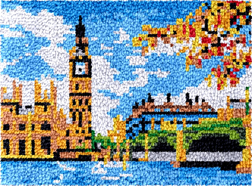 Latch hook rug kits with Pre-Printed Pattern Cross stitch embroidery kit Footprint Carpet with your needlework DT2152-52x38cm