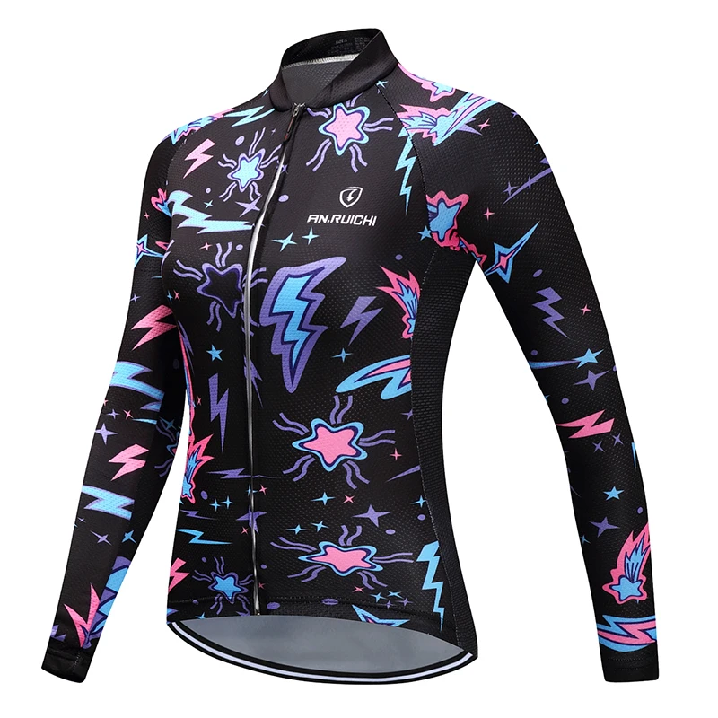 

Women Colorful Cycling Jersey Cartoon Symbol Breathable Quick Dry Full Sleeve Bike Riding Jerseys Customized/Wholesale Service