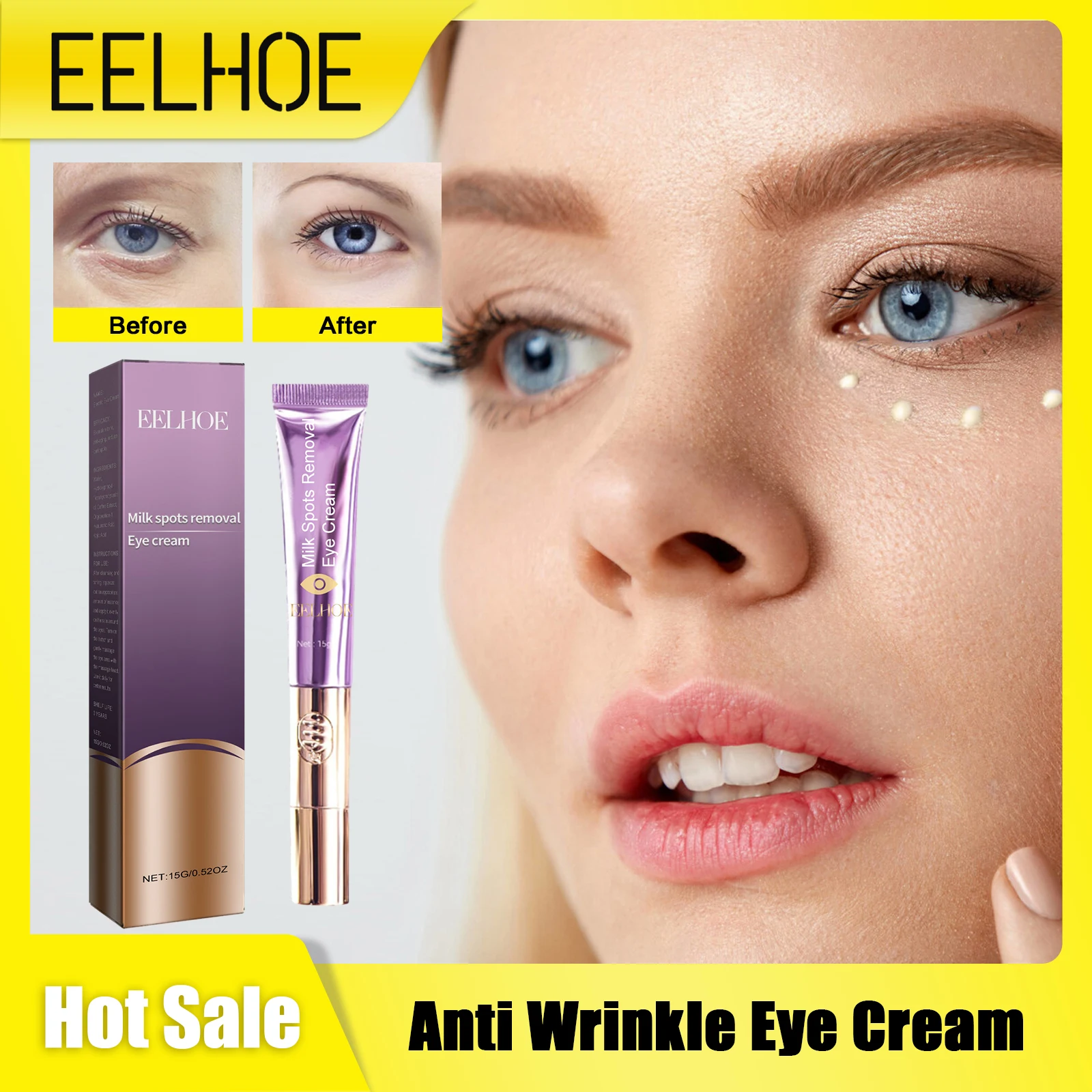 Anti Wrinkle Eye Cream Fade Fine Line Remove Eye Bag Dark Circle Lifting Firming Puffiness Moisturizing Brighten Eye Skin Unisex