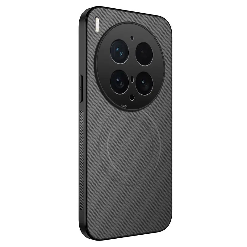 Luxury Leather TPU Kevlar Magnetic Back Cover with Wireless Charging Compatibility
