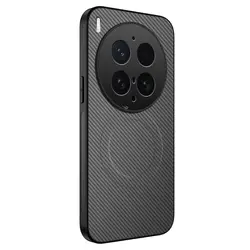 Luxury Leather TPU Kevlar Magnetic Back Cover with Wireless Charging Compatibility - Vivo X200 Pro mini (Green)