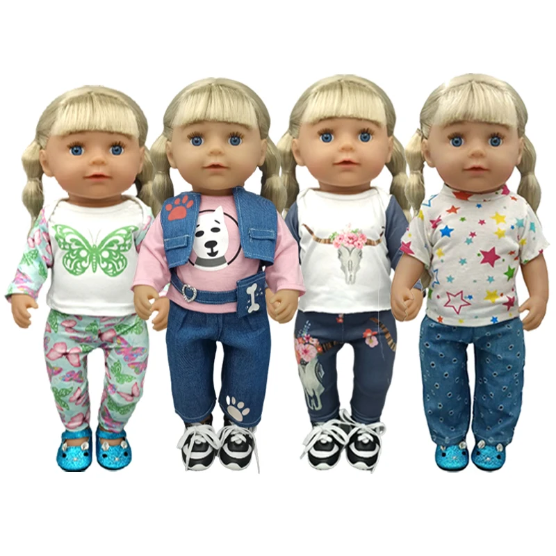 

18 Inch Girl Doll White Lace Collar Clothes 43 Cm Baby Doll Clothes Rompers Bow Hat Children Gifts