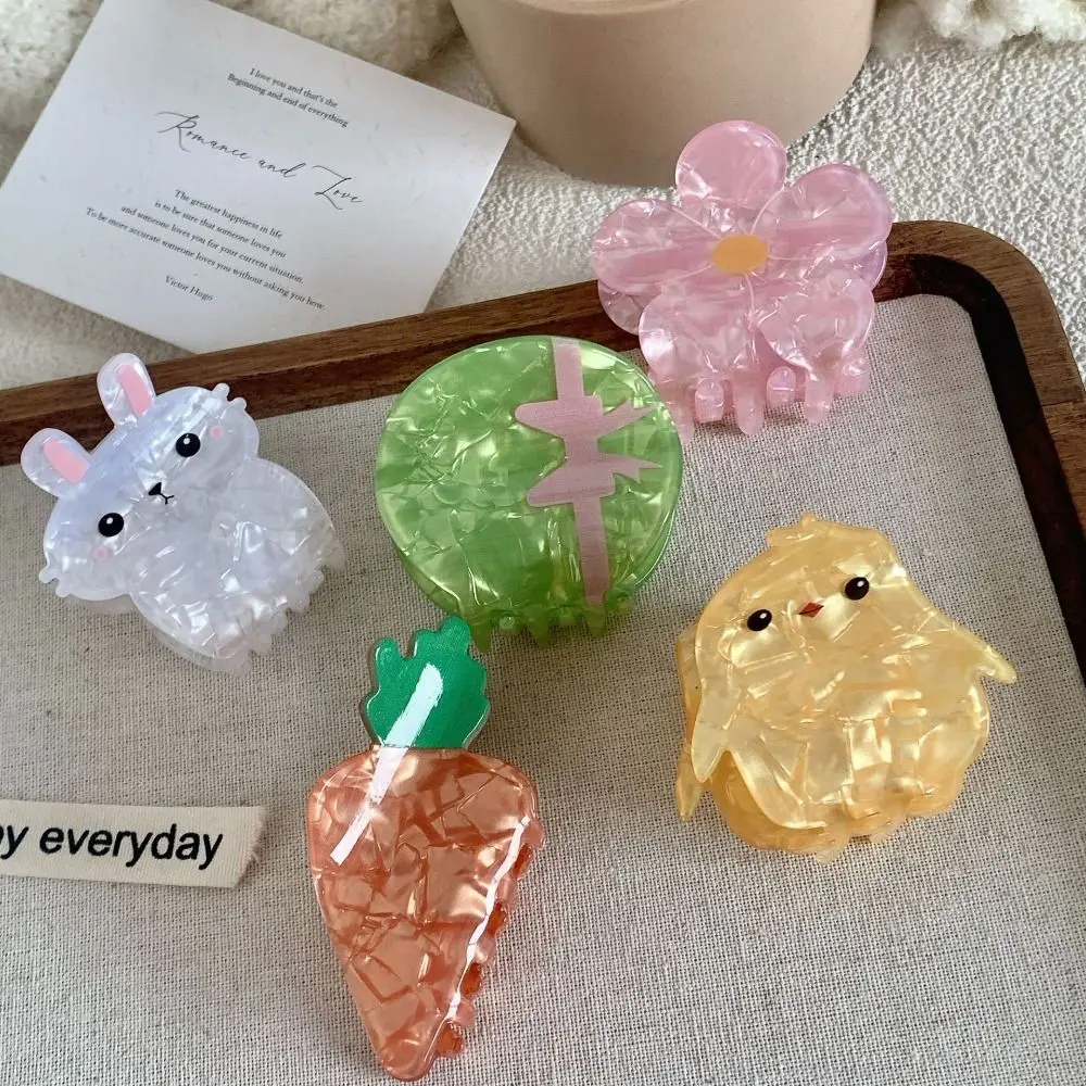 Cute Acrylic Animal Hair Claw Clips for Women Chicken Rabbit Flower Carrot Small Shark Clip Hair Grab Women Hair Accessories puzzle soft puppy pet supplies cute carrot plush chew squeaker sound squeaky dog toys small animals products 