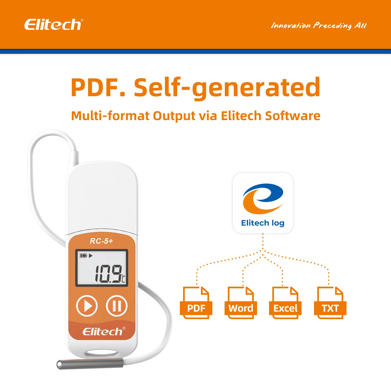 Temperature Data Logger Elitech RC-5+ TE PDF USB Temperature Data Logger Reusable Recorder 32000 Points High Accuracy Extra External Sensor