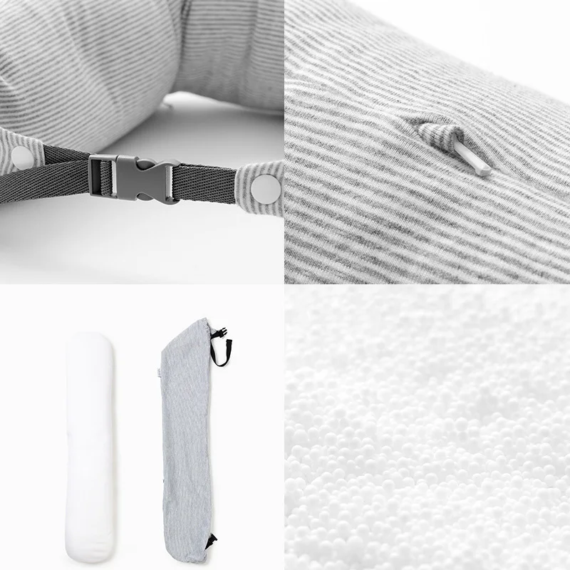Custom Logo Striped Plain Color With Hood Microbeads U-Shaped Pillow For Napping 6