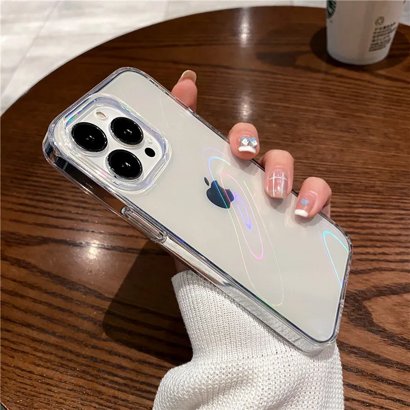 Aurora Laser Luxury Transparent Hard Phone Case - Clear Soft Cover