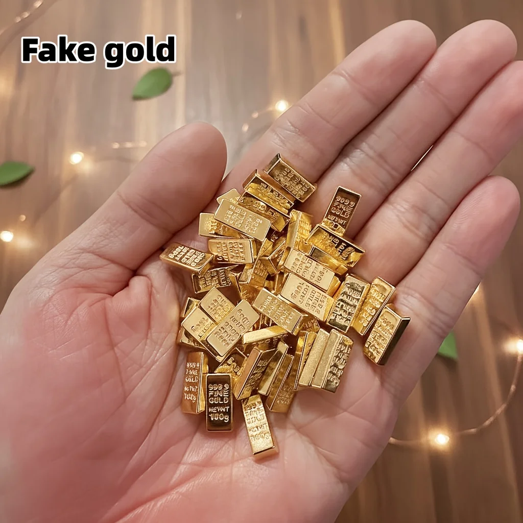 Ultra-Realistic Mini Gold Bar Simulated Ingots - DIY Ornament Accessories, Solid Material (50/100pcs)