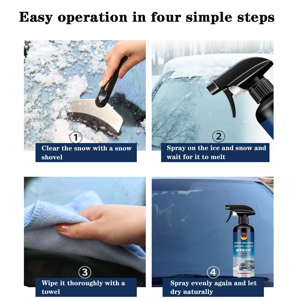 Car De-icing Spray Windshield De-icing And Snow-melting Defrost Spray Trigger Car Glass And Melting 500ML