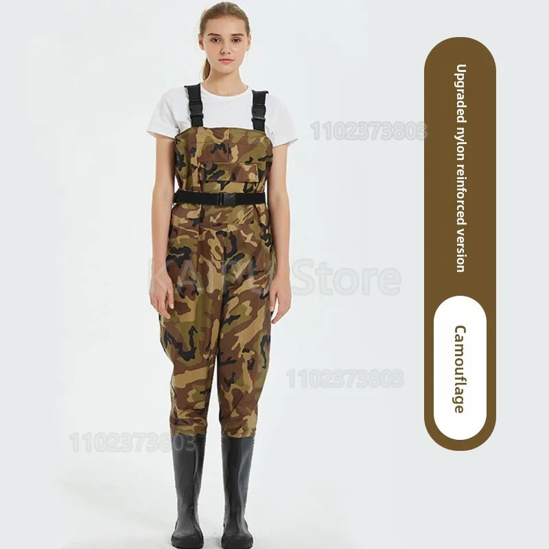Half-body breathable water pants waterproof ultra-light army green one-piece wear-resistant water pants rain shoes wading