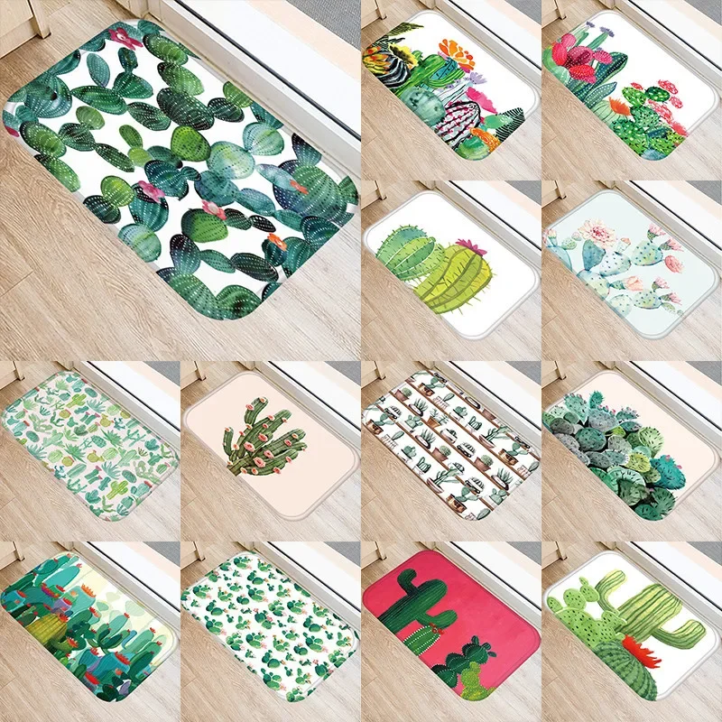 

Cactus Kitchen Entrance Anti-Slip Door Mat Suede Carpet Doormat Colorful Indoor Floor Mats Doormat Rug 48261