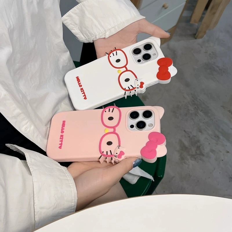 Charming KT Cat Glasses Silicone Soft Phone Case Cover