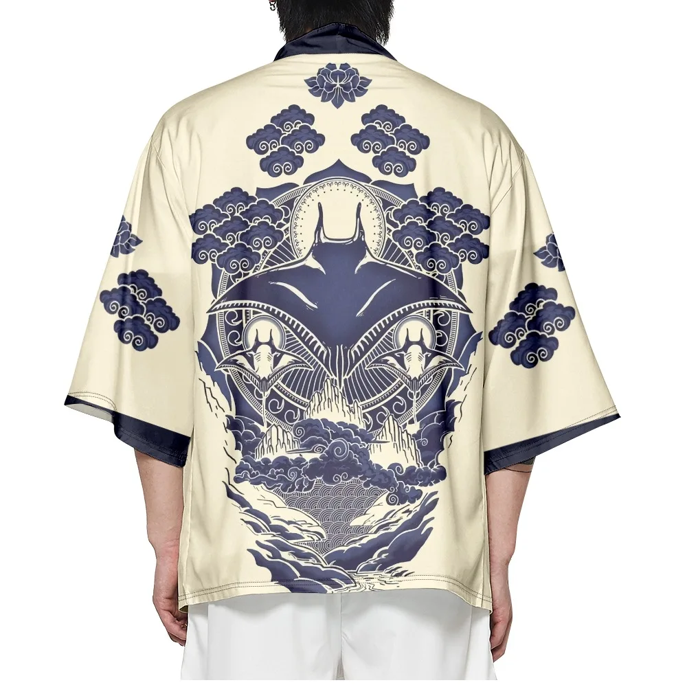 

Man Haori Obi Beach Kimono Japanese Clothes Yukata Samurai Costume Cardigan Streetwear Jacket