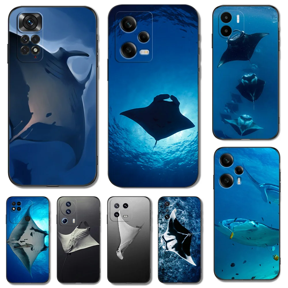 Custodia In Tpu Nero Per Xiaomi 12 12T Lite S X 11Lite Ne 11I 11T Pro 11A Redmi 12C 10 10A 10C 5G Animal Manta Ray