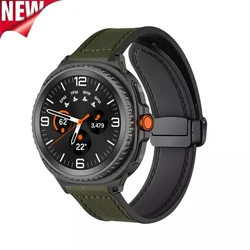 Premium Leather Silicone Strap - Classic Band Wristband Bracelet for Watch 8 44mm (Green)