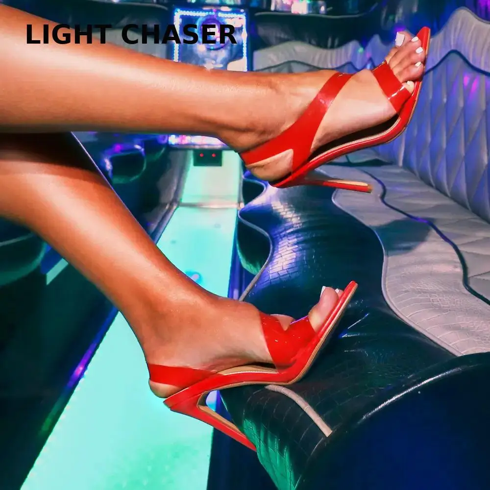 

Summer New Set Feet High-heeled Sandals Women's Stiletto Open-toed Sandals Large Size Transparent High-heeled Slippers Women 43