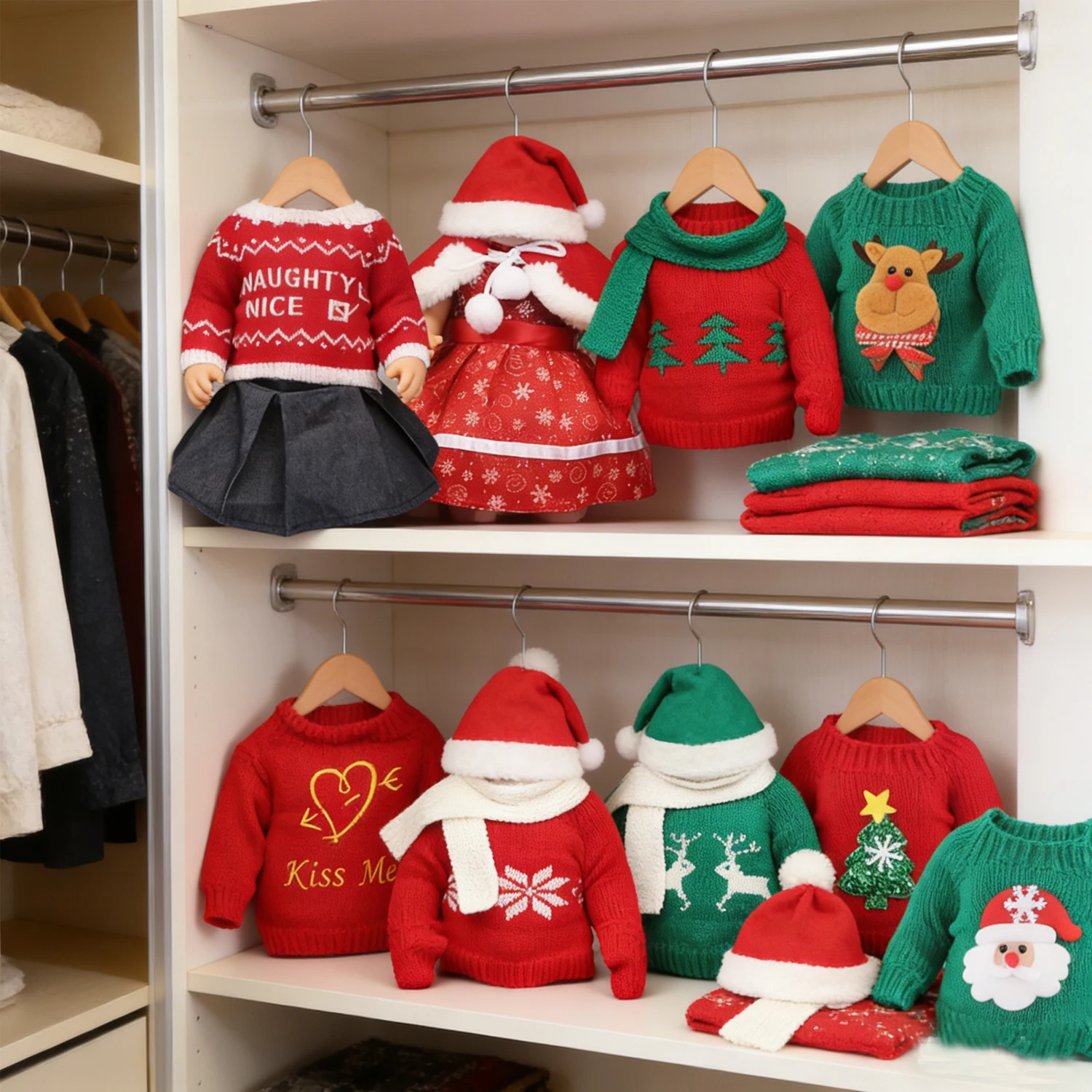 43 Cm Baby New Born Doll Clothes Wool Cute Santa Claus, Tree, Elk Christmas Clothes Suit For American 18 Inch Girl Doll Toy Gift