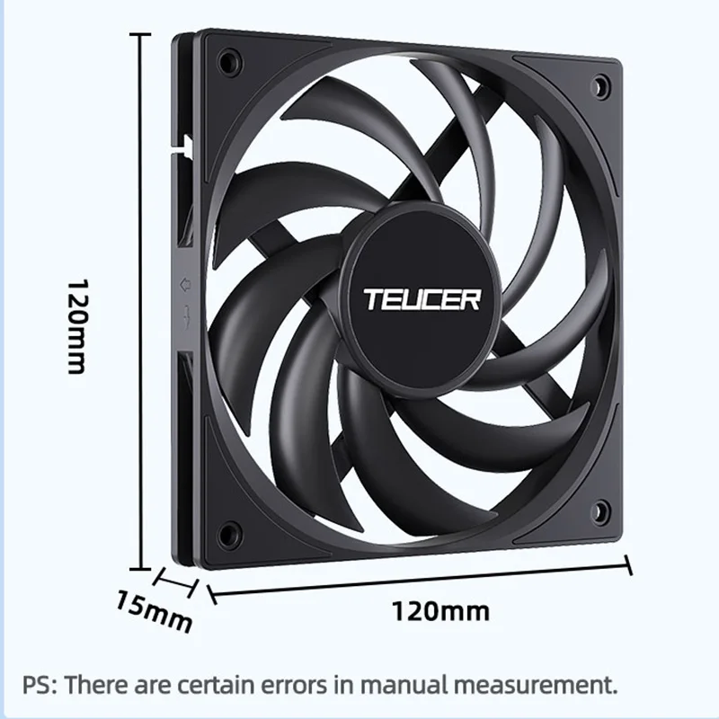 Cooling Fan TEUCER UT12015 Ultra-thin Fan 12V 4-pin 800-2400RPM Silent Cooling Fan 12cm PWM Temperature Control Computer Case CPU Cooler