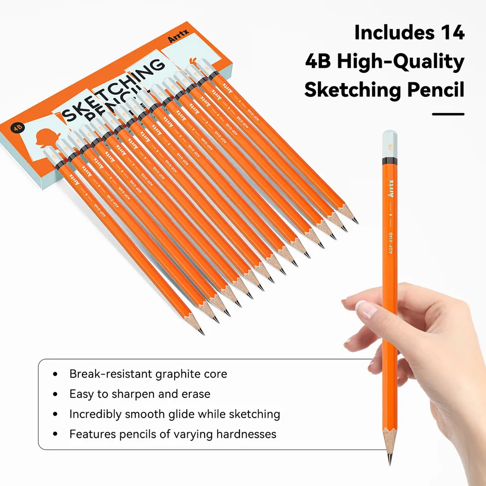 Set di mate per schizzi professionali da 14 pezzi/set HB 2B Mata per disegno artistico in grafe Cancelleria scolastica  21