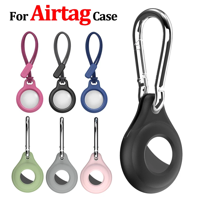 Silicone Keychain Protective Case For Apple Airtags Tracker Locator Device Anti-lost With Nylon Rope GPS Locator
