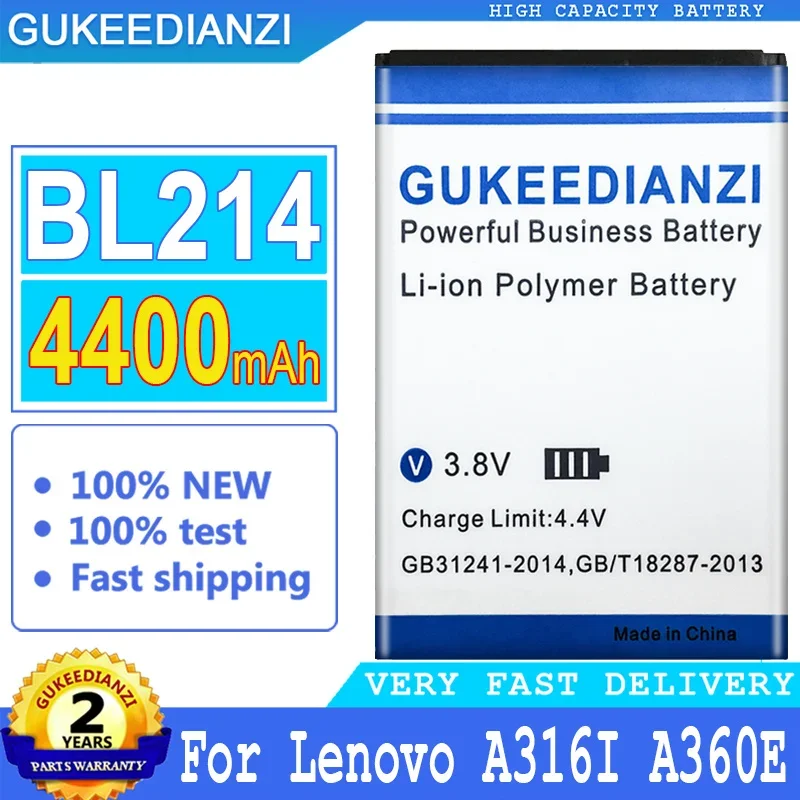 

GUKEEDIANZI для Lenovo, аккумулятор большой мощности, BL214, BL236, 4400 мАч, A316I, A360E, A300T, A269I, A208t, A218t, A269, A305E, A316