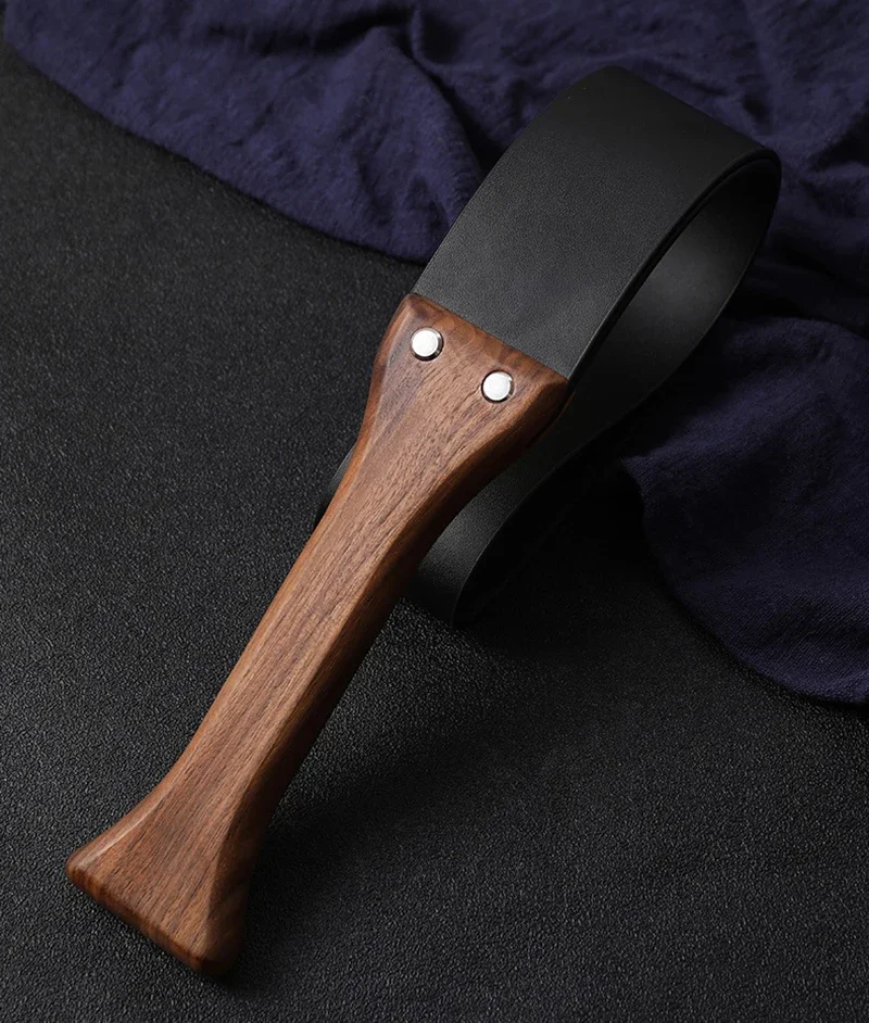 46.5CM Genuine Leather Whips,Handmade Walnut wood Handle,Horse Paddle Training Crop Equestrian Submissive Riding Beat Bat