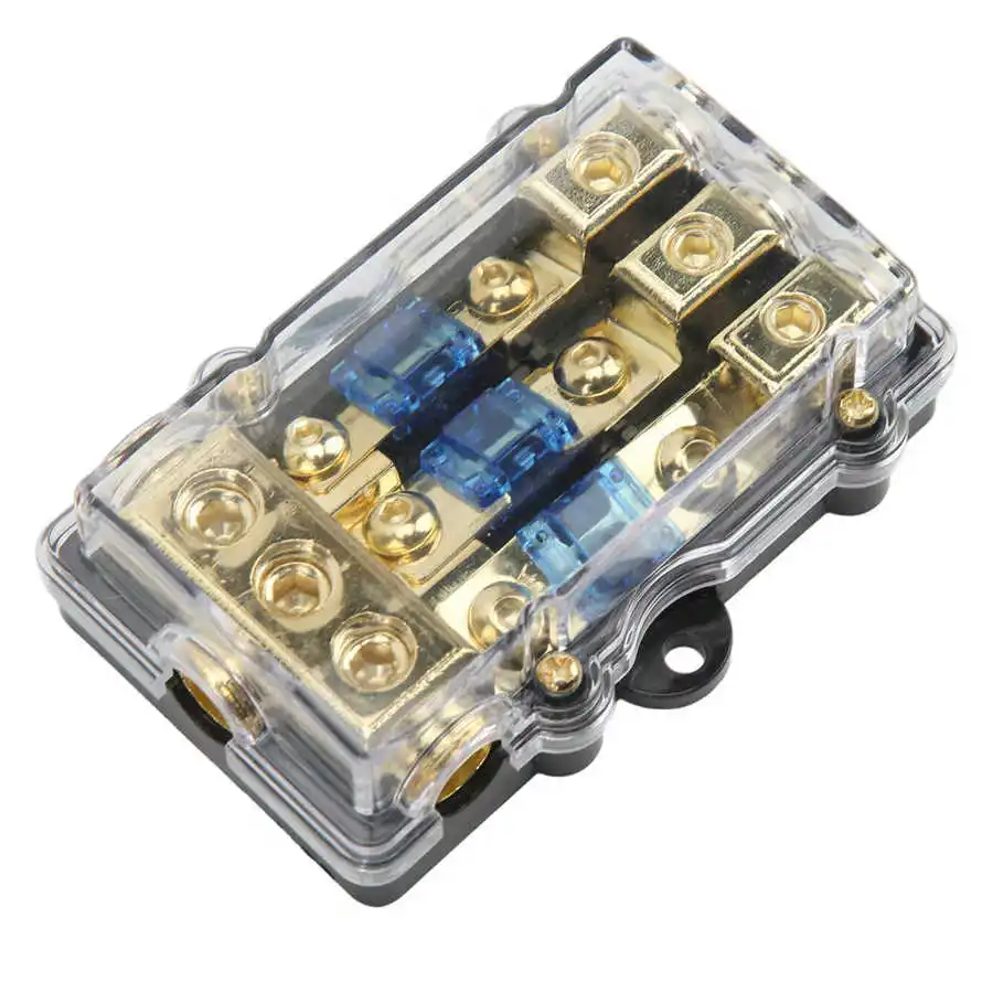 Universal 3 Way Car Audio Fuse Block Box Safe 60A Stereo Fuse Holder