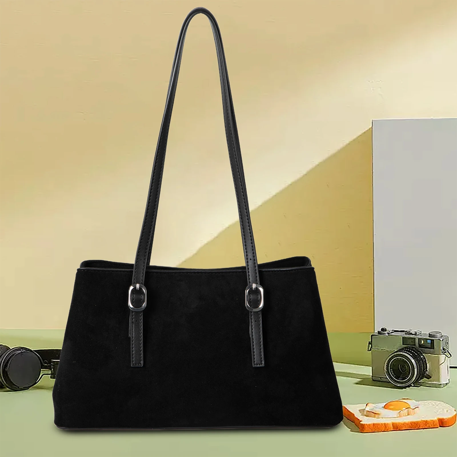 Faux Suede Shoulder Bags Retro Tote Bag Large Handbag Underarm Bag for Women Winter