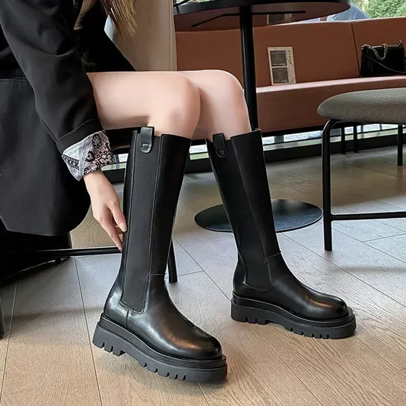 Fashion-Women-s-Boots-Winter-Zipper-Knee-High-Waterproof-PU-Leather ...
