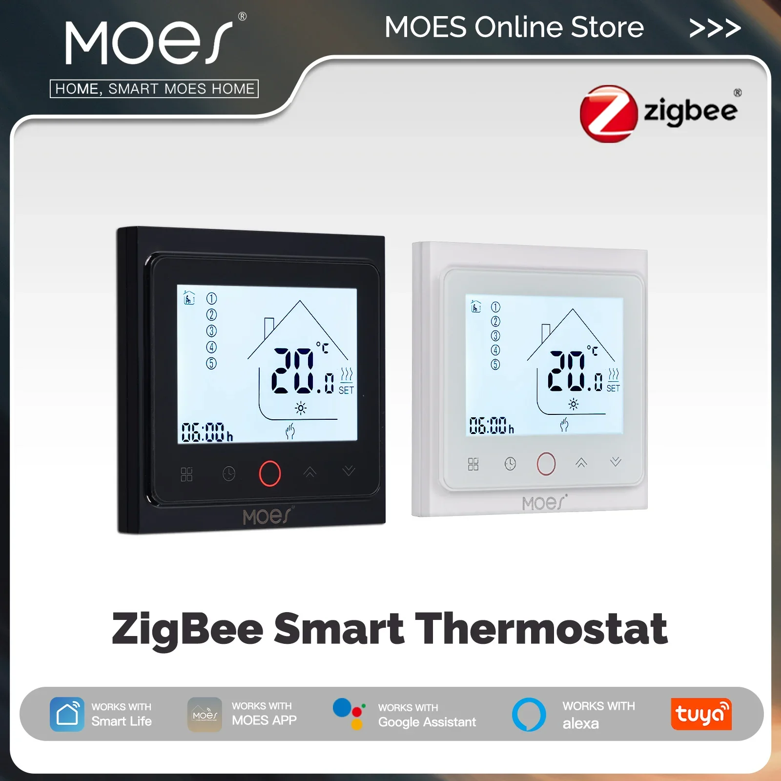MOES Tuya ZigBee Smart Thermostat อุณหภูมิห้องควบคุมน้ํา/เครื่องทําความร้อนไฟฟ้าหม้อต้มแก๊สทํางานร่วมกับ Alexa Google Home 1