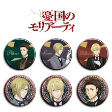

6pcs/1lot Anime MORIARTY THE PATRIOT Albert Louis William Figure 921 Metal Badges Round Brooch Pin Badge Bedge Gifts Kids Toy