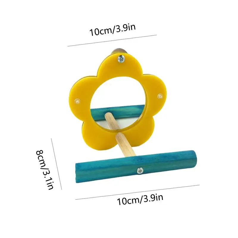 Bird Mirror For Cage Parrot Toys Mirror Cockatiel Perch Chewing Flower Shape Enrichment Stand Pet Supplies Cockatiel Cage 6