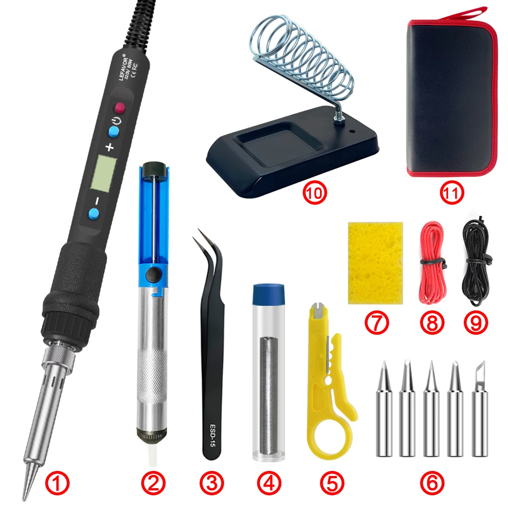 LF 80W Digital display soldering iron welding set C/F switching calibration temperature 100-500C home repair DIY soldering set 2