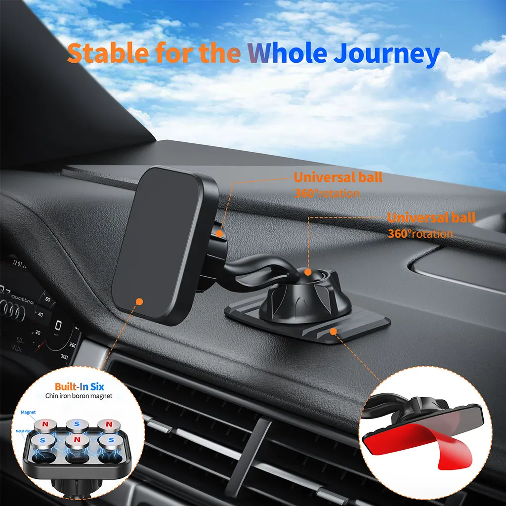 Mini Magnetische Auto-Handyhalterung für Armaturenbrett mit Schwenkfunktion und Starker Klebebasis Universeller Klebständer für Alle Mobiltelefone – Detail 7
