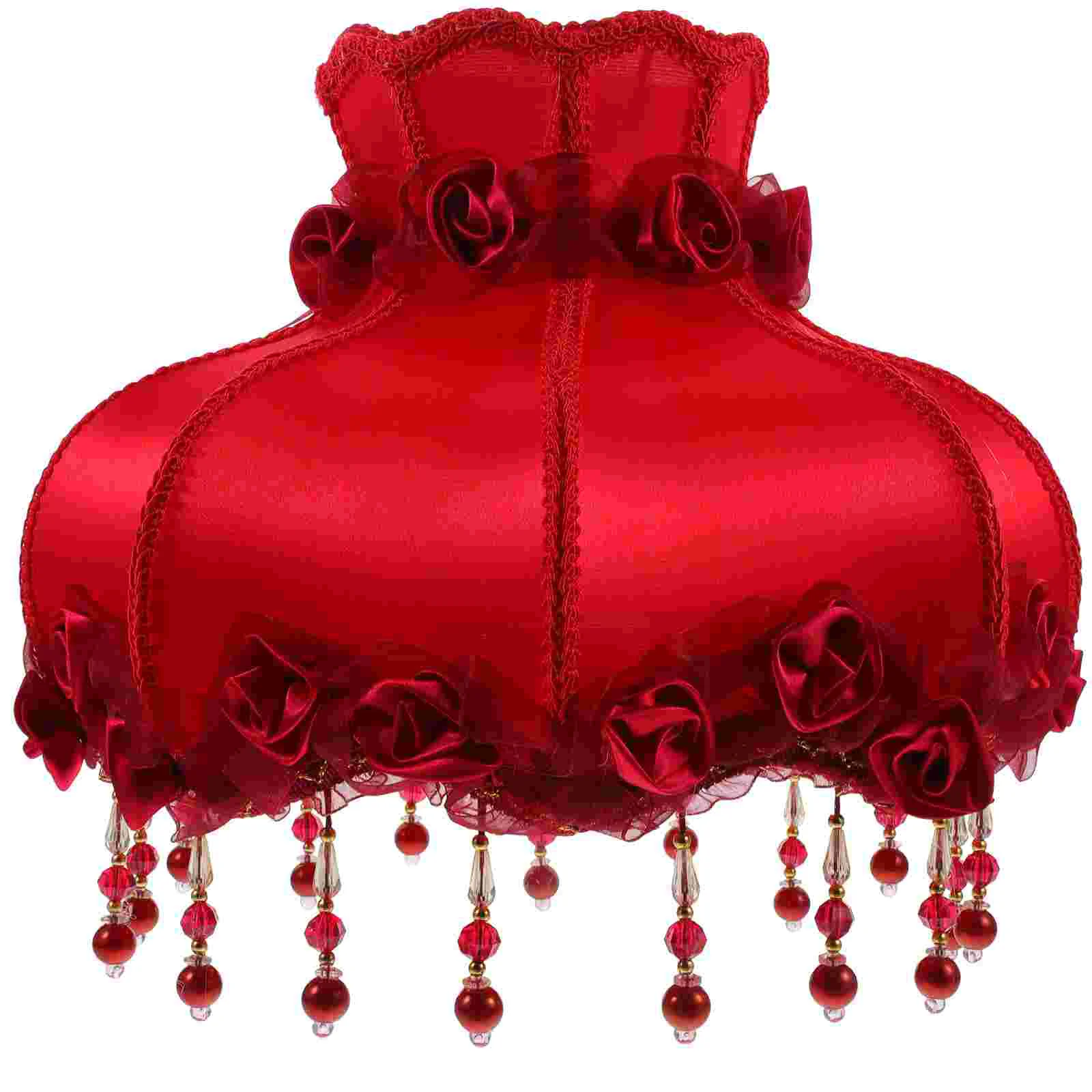 

Hanging Lamp Table Decor European Retro Lampshade Beads Lace Vintage Shell Cloth for Red High-end Floor Replacement