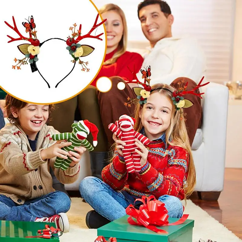 Christmas Headbands For Kids Reindeer Antlers Hair Band For Christmas Cute Hair Decorations Photo Prop Gathering
