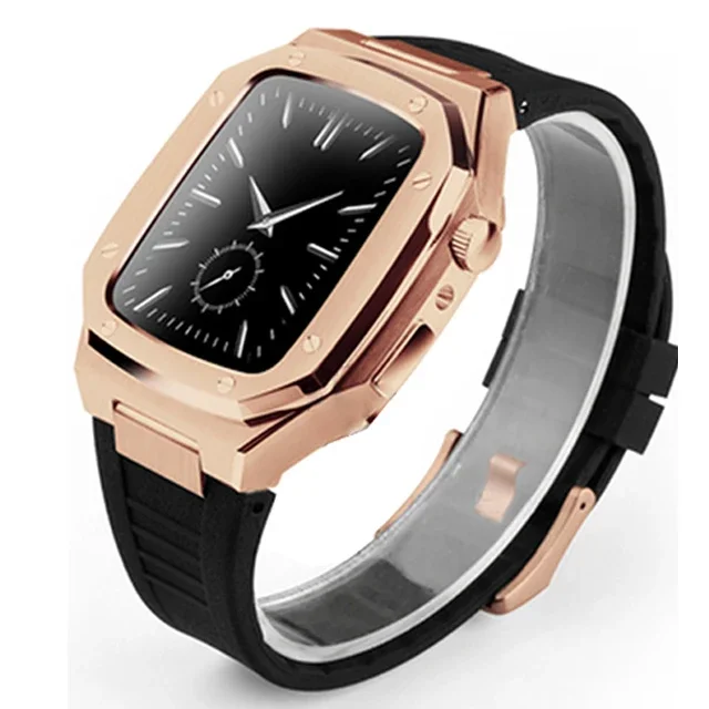 Luxury Stainless Steel Apple Watch Band with Metal Bezel Case