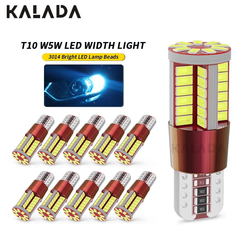 

10PCS T10 168 192 W5W 57 SMD 3014 LED Canbus No Error Car Interior Marker Light Parking Lamp Auto Wedge Bulb White 6000K 12V