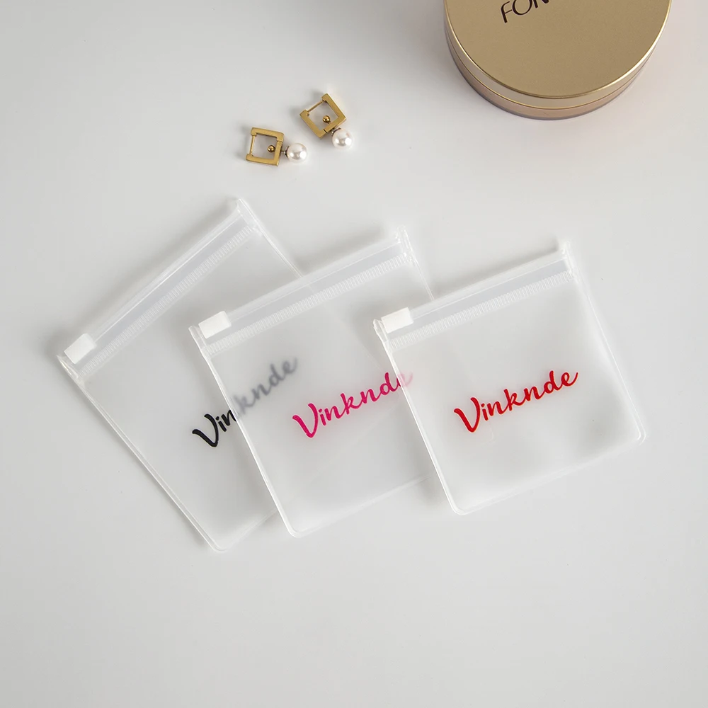 100pcs Personalized Matte Frosted Jewelry Zipper Bag Package Customized High-Quality Jewelry Packaging Pouches with Logo