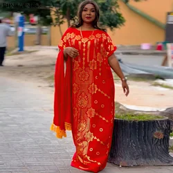 African Long Dresses for Women 2024 New Eid Muslim Caftan Abaya Satin Print Robe Party Abayas Ramadan Kaftan Caftan Jalabiya