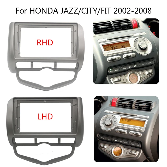 9 Inch Car Radio Fascia For HONDA JAZZ CITY FIT 2002-2008 AUTO AC Video Panel Player Audio Dash 2 Din Frame Mount Kit