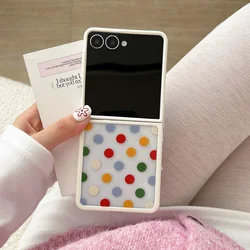 Colorful Polka Dots Transparent Shockproof Folding Phone Case - Galaxy Z Flip5 (Colorful)