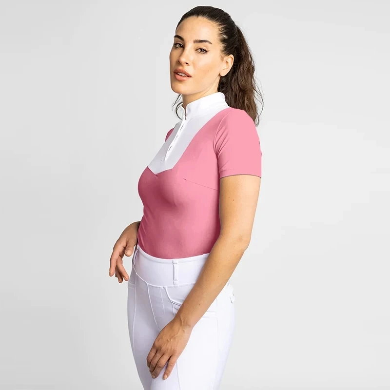 Back Mesh Women Equestrian Base Layer Shirts Short Sleeve Horse Riding Shirts Competition Equestrian Polo horse riding shirt