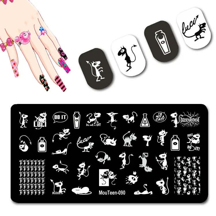 Disney Cartoon Nail Stamp Plates Lucy Nail Stamping Plates Long Tails Stamp Template Per Nail Designs #090