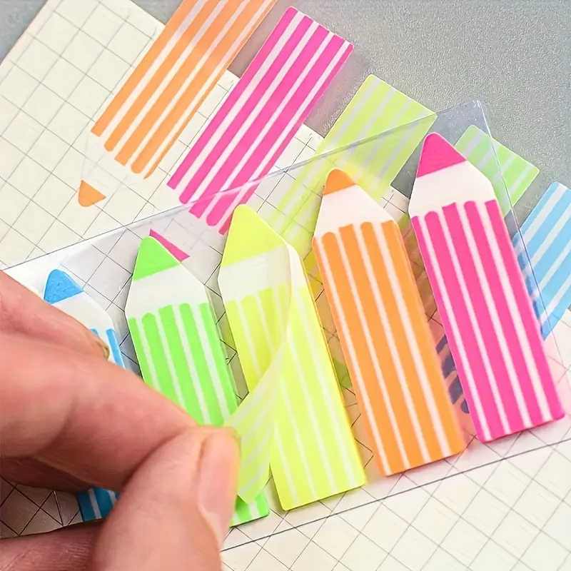 2/4 Stück bunte, bleistiftförmige Haftnotizen, multifunktionale und dekorative Memos für Erinnerungen, Planung und für Schulbedarf – Detail 3