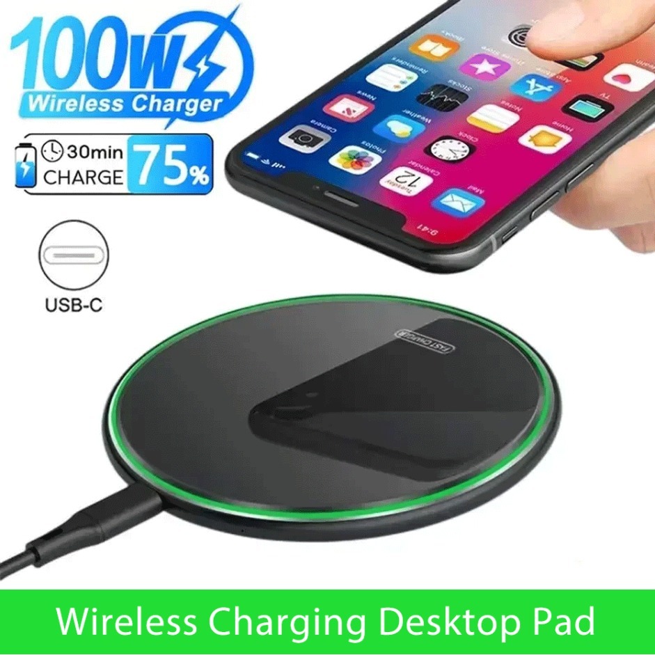 100W Fast Charging Station Wireless Charger Pad Metal Phone Chargers for iPhone 16 15 14 13 12 Pro Max 8 X Mini Airpods Samsung